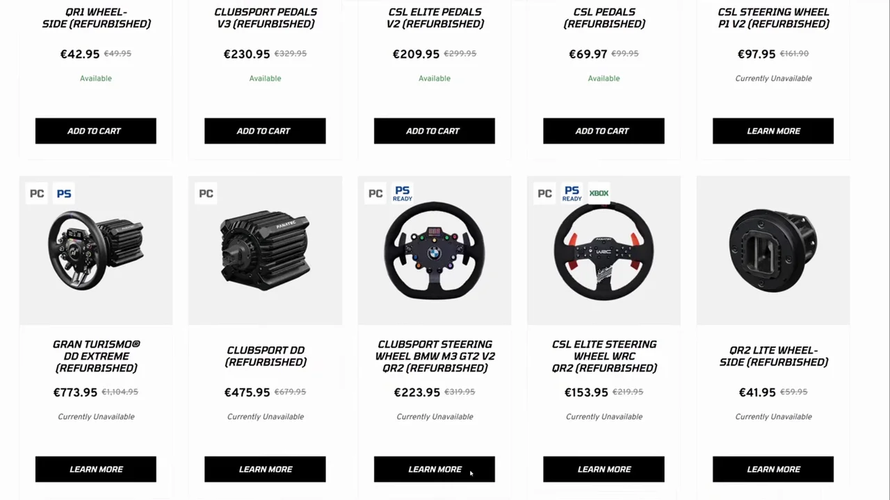 Les CSL Pedals à 69,97 € au lieu de 99,95 €, et ce GT DD Extreme à 773,95 € qui n'était déjà plus disponible au moment de tourner.