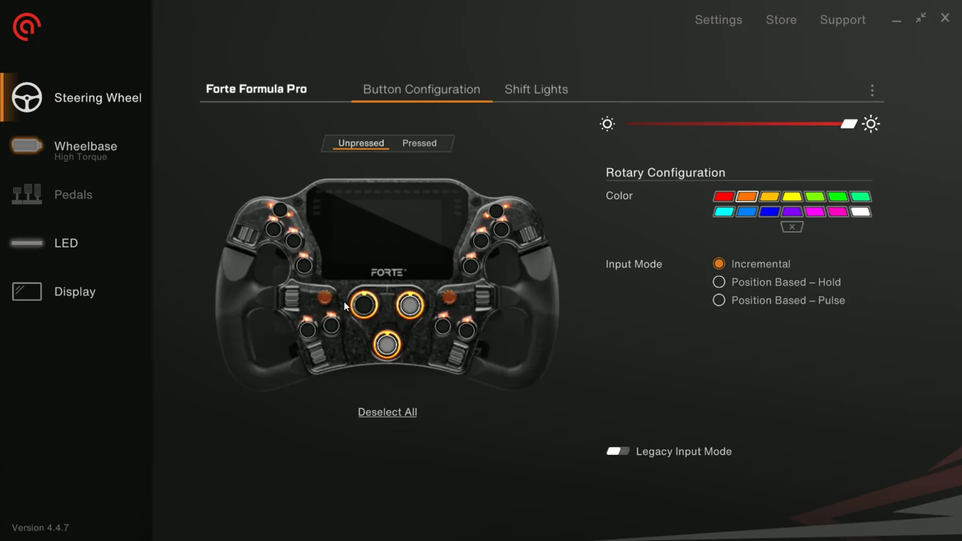 La configuration des encodeurs rotatifs et de leurs couleurs