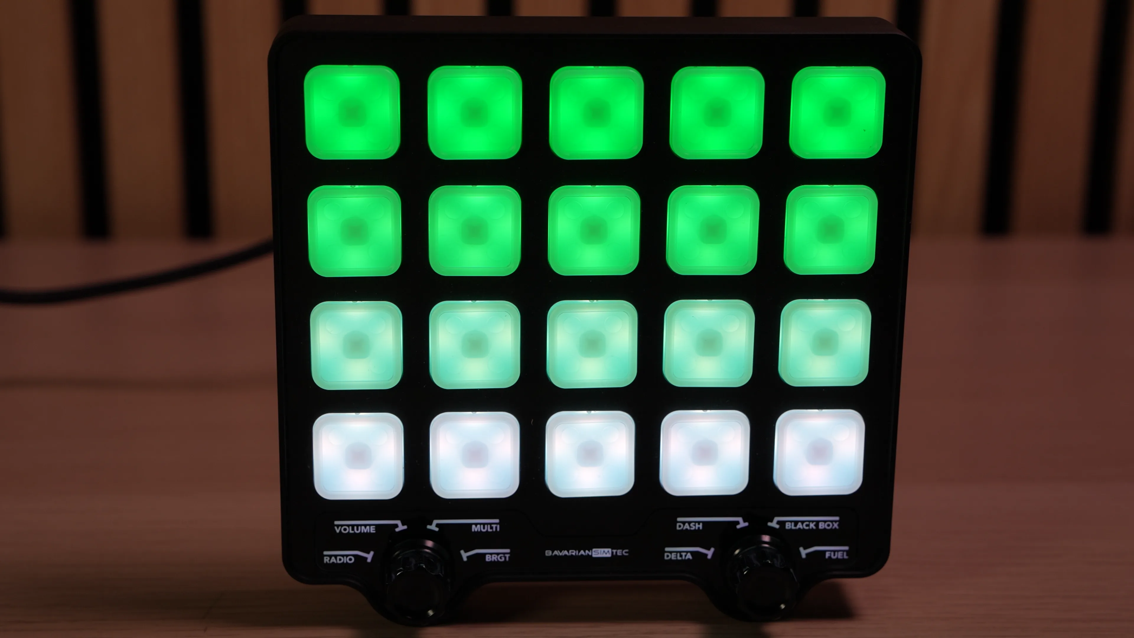 Le Control Center allumé, dégradé de LEDs vertes
