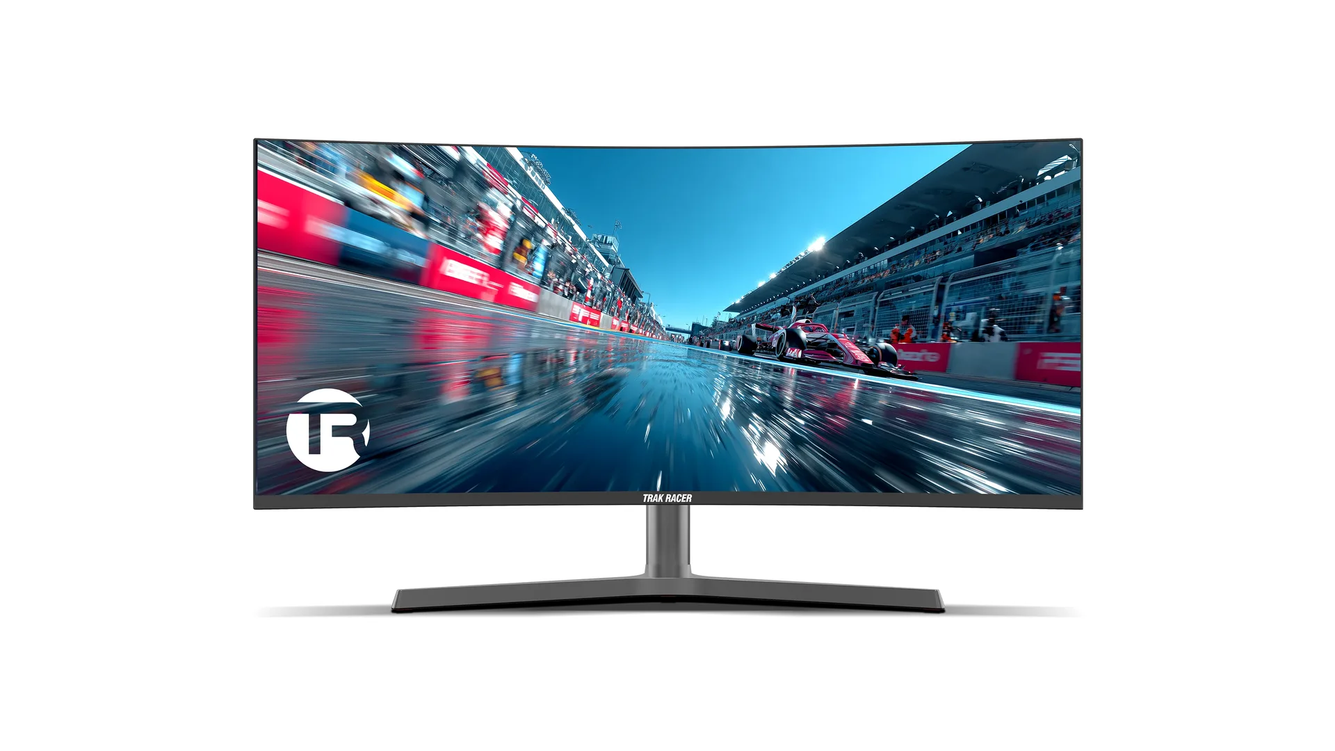 Visuel Trak Racer : un 34 pouces 21:9, à 299 € le 28 octobre 2026. Plus large qu'un écran classique, mais à peine plus haut qu'un 27 pouces.