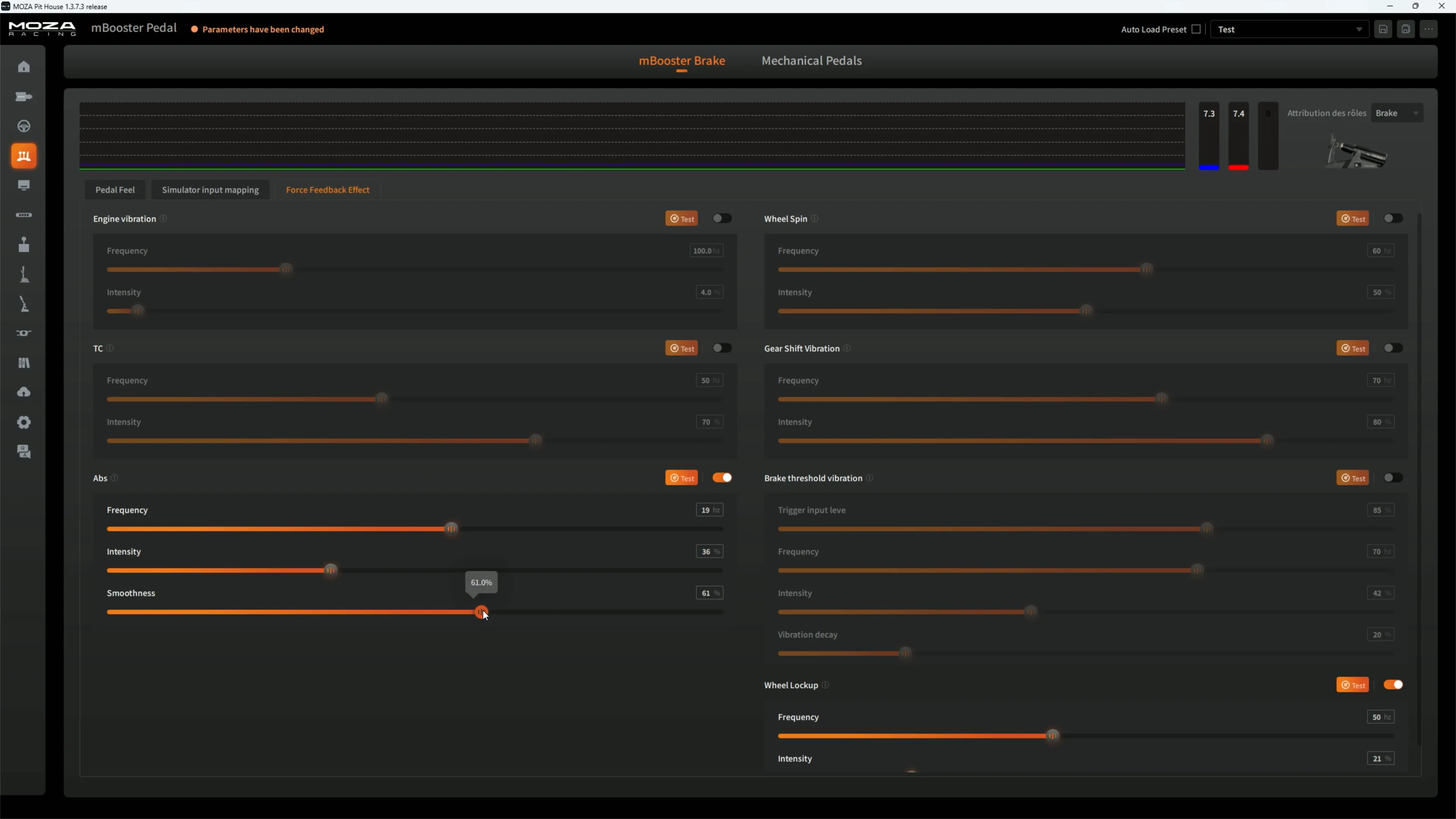Onglet Simulator Input