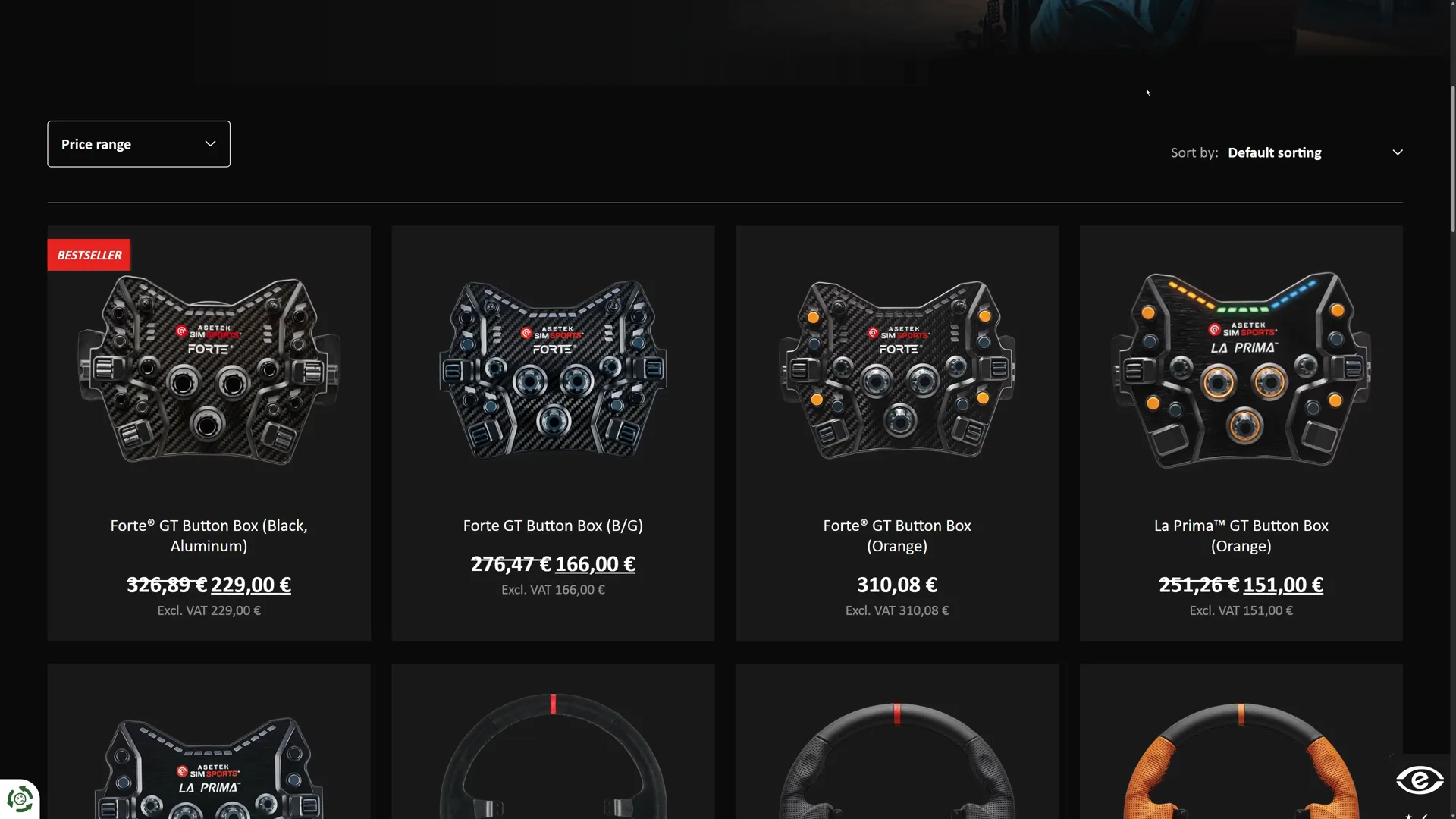 Les versions du Forte GT sur le site Asetek, avec un La Prima en fin de liste