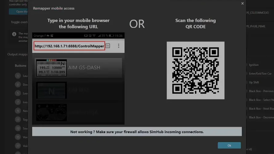 Première option, le téléphone : un QR code, et chaque rôle devient un bouton à l'écran. Il doit juste être sur le même réseau que le PC.
