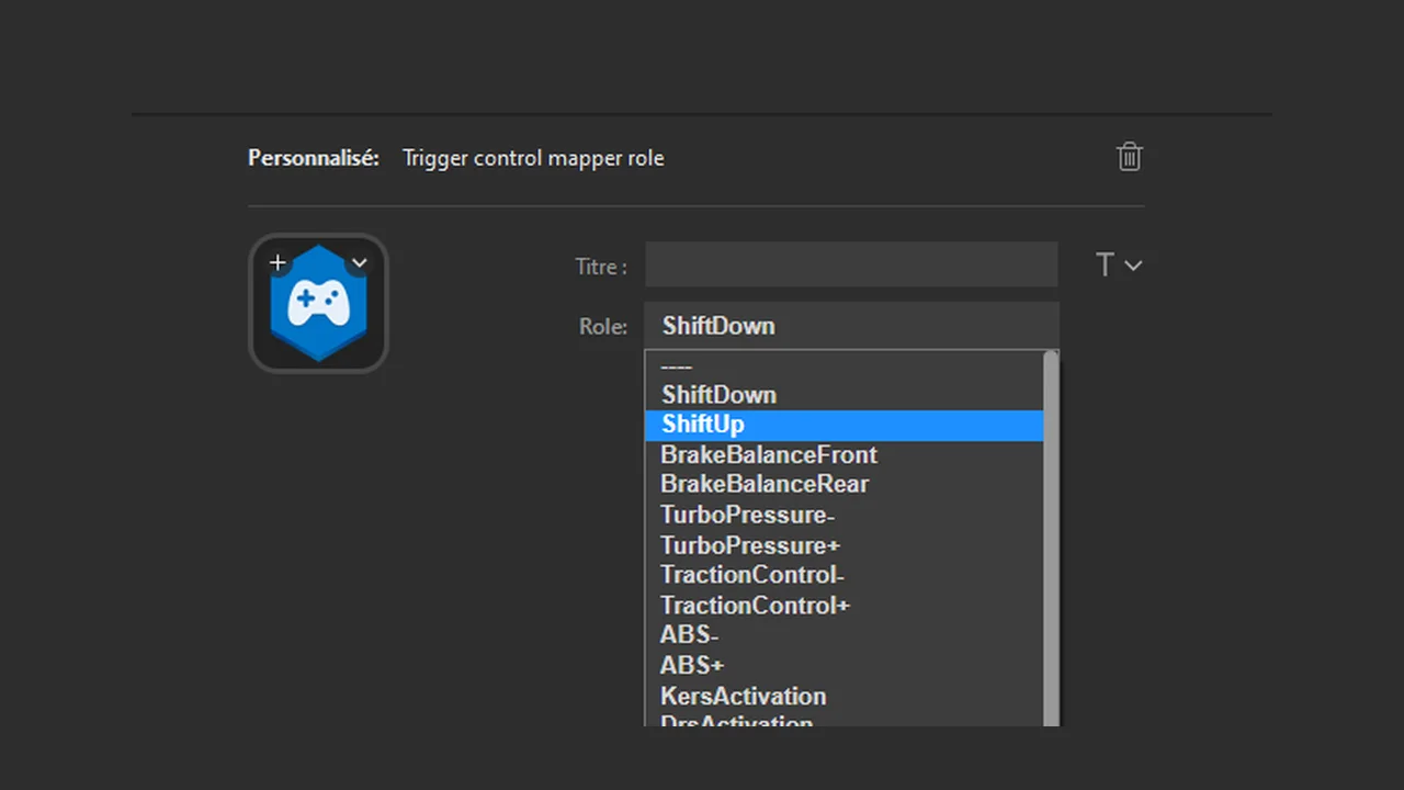 Avec le plugin de SimHub, une touche de Stream Deck déclenche n'importe quel rôle, comme un bouton du volant. Visuel SimHub.