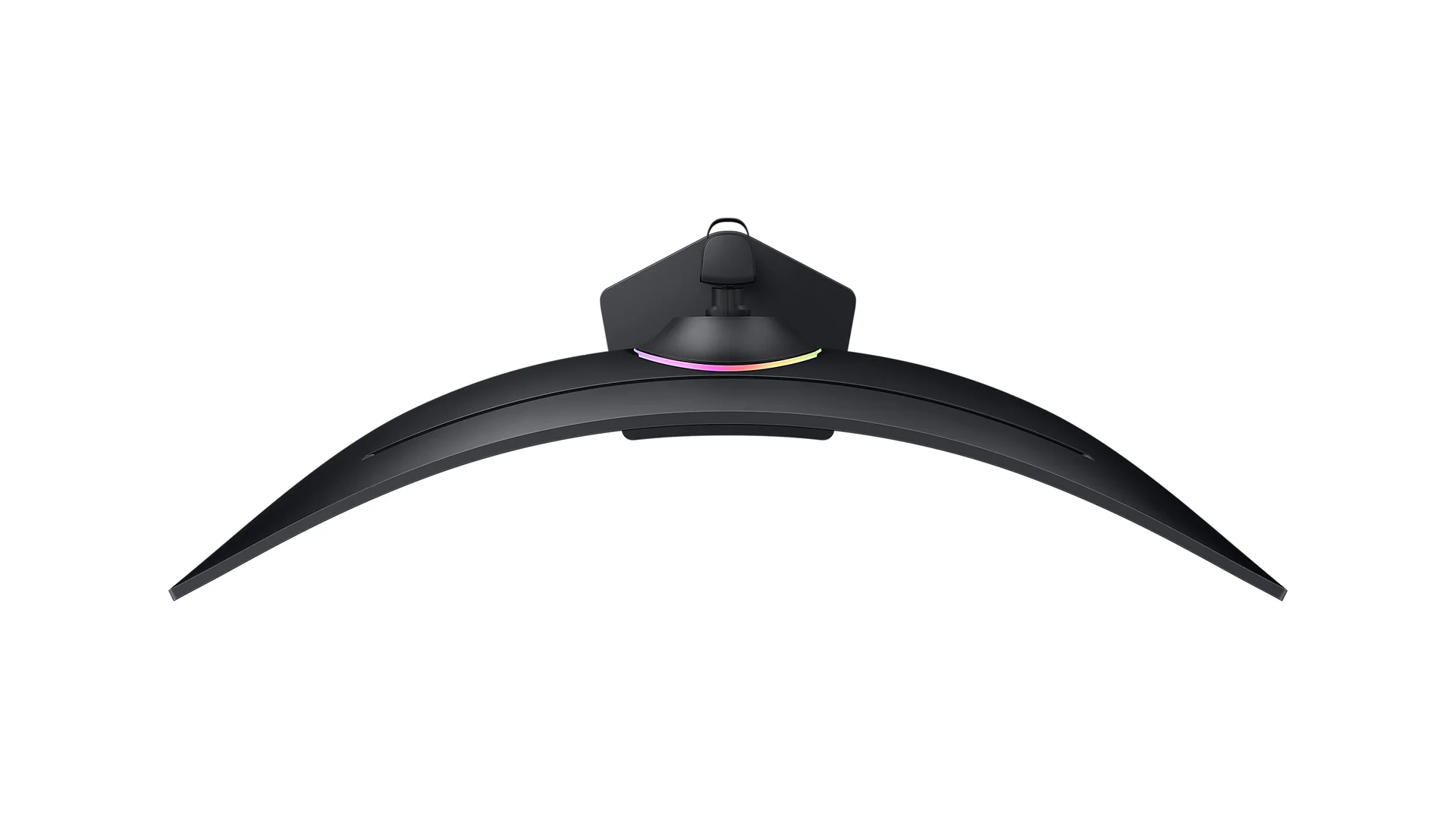 Visuel Samsung : le G95C vu de dessus. Avec une courbure 1000R, les bords se rapprochent de vous, et le FOV ne se calcule plus comme sur un écran plat.