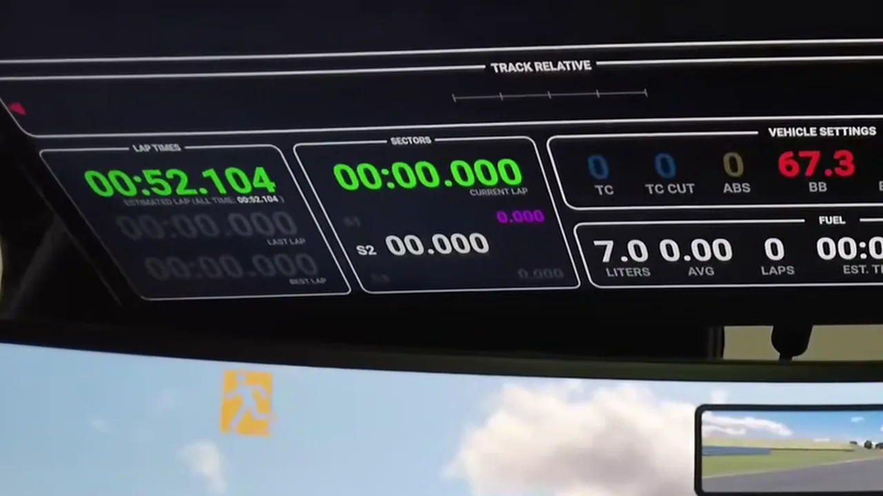 Sur mon quatrième écran, au-dessus de l'ultrawide, le Lovely Pit Wall : chronos, secteurs, réglages de la voiture et carburant.