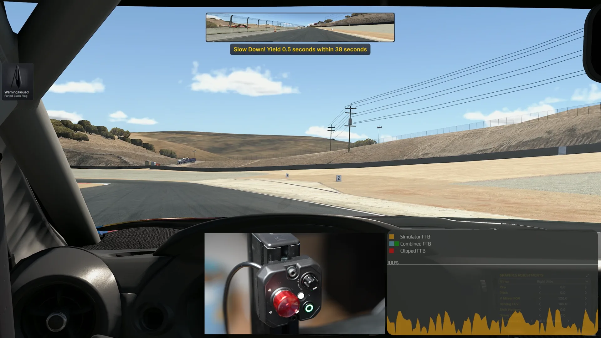 L'overlay FFB live en session sur Laguna Seca