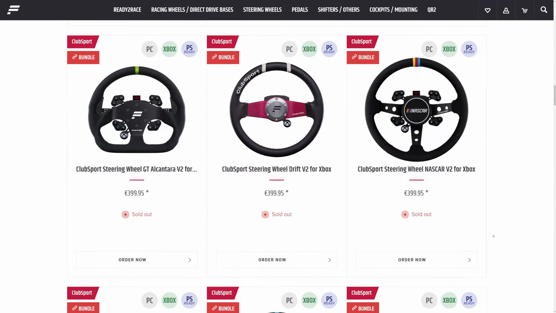 Même chose en milieu de gamme : trois volants ClubSport pour Xbox à 399,95 €, et pas un seul en stock. C'est ce que Corsair devait régler.