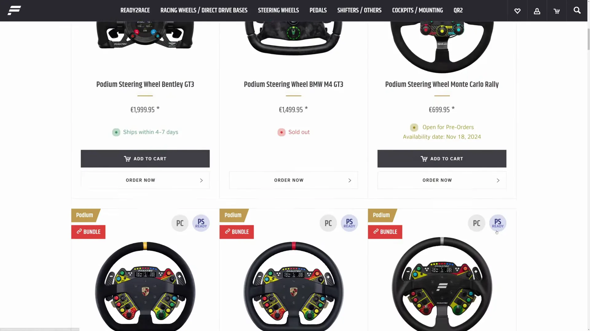 Les nouveautés de l'époque. Le Bentley GT3, lancé à l'ADAC, coûtait 1 999,95 € ; Fanatec l'affiche 1 499,95 € le 28 octobre 2026.