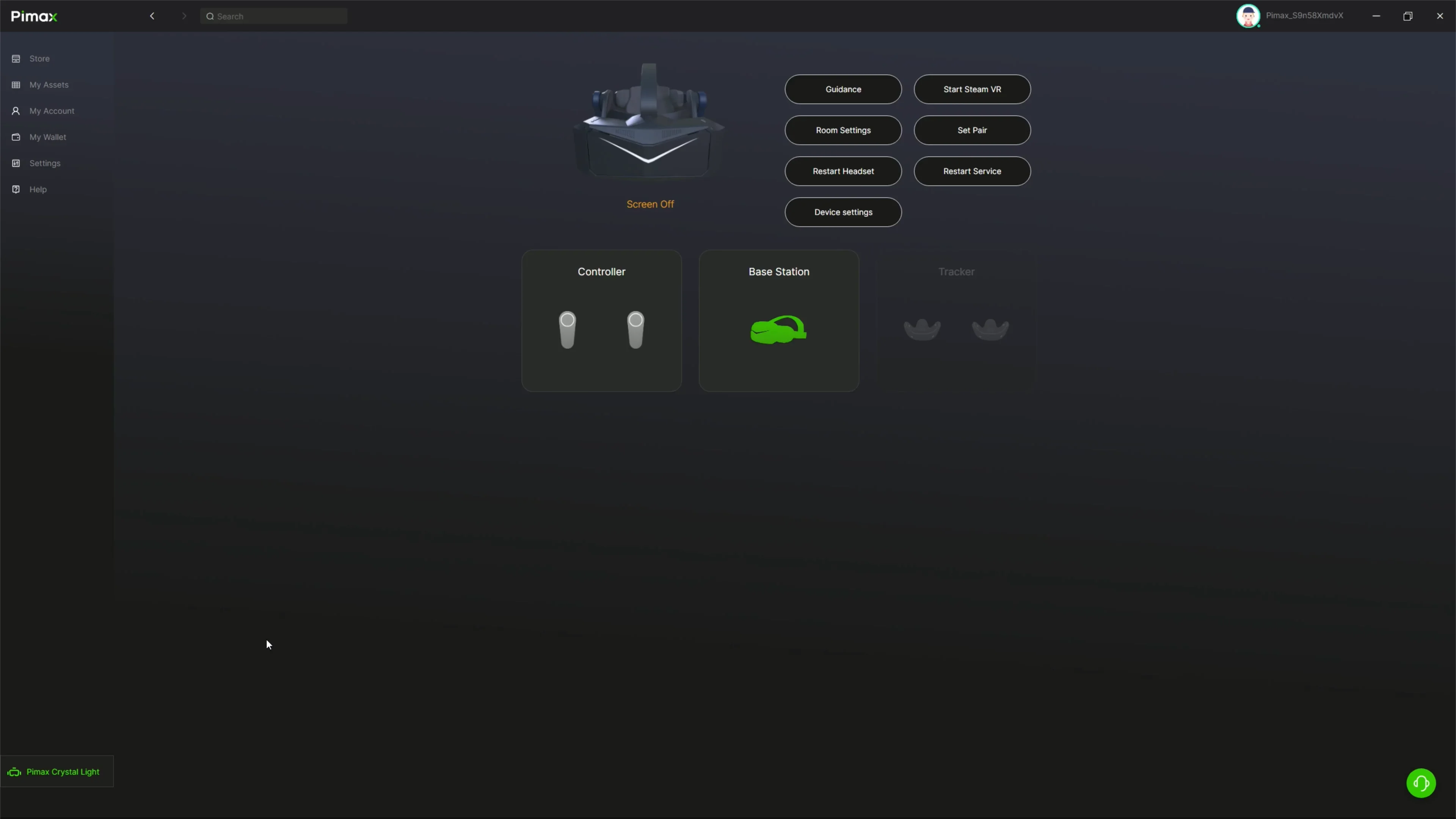 Interface Pimax Play — simple et efficace