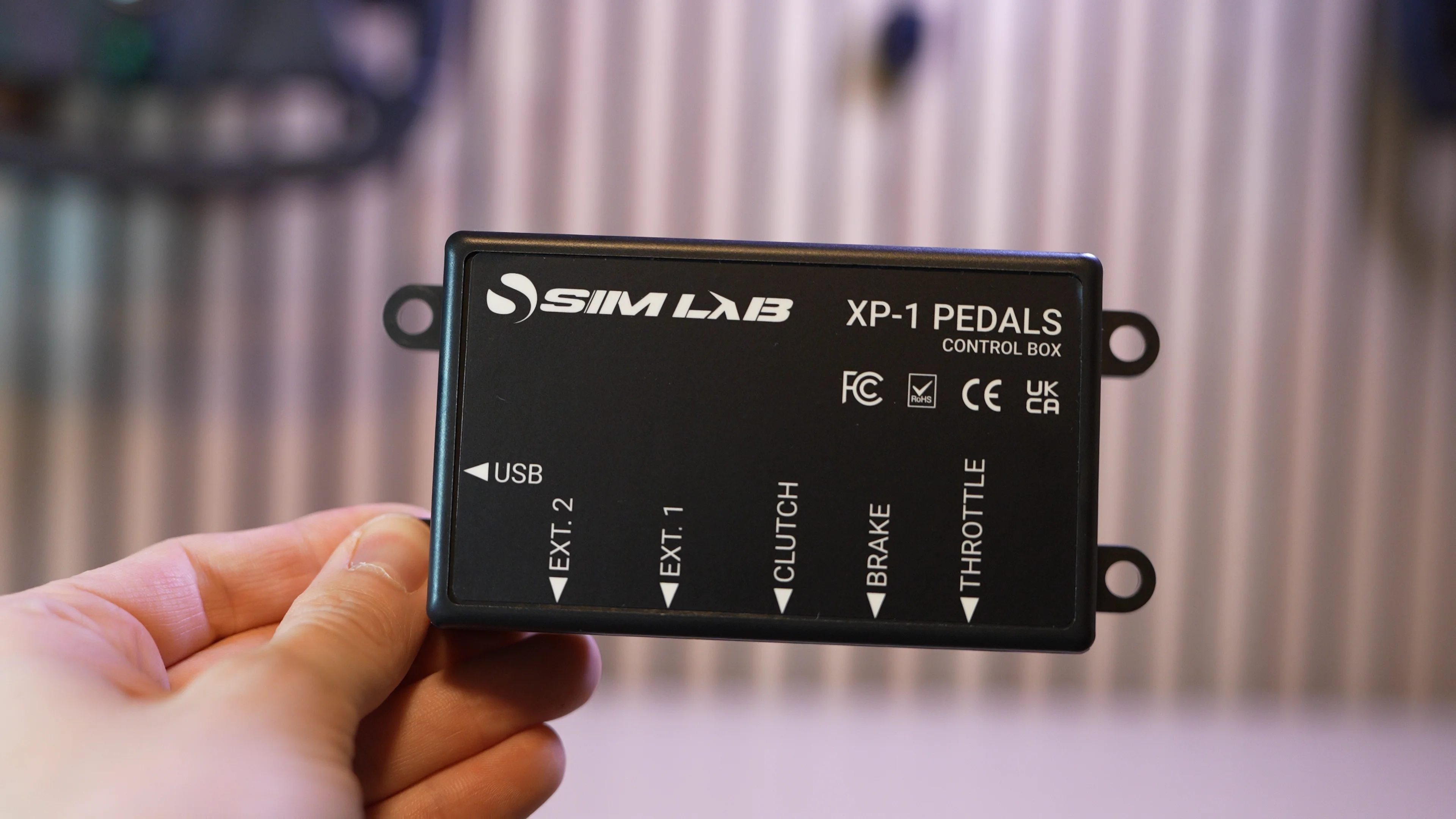 Control box SimLab XP1. USB, EXT.2, EXT.1, Clutch, Brake, Throttle