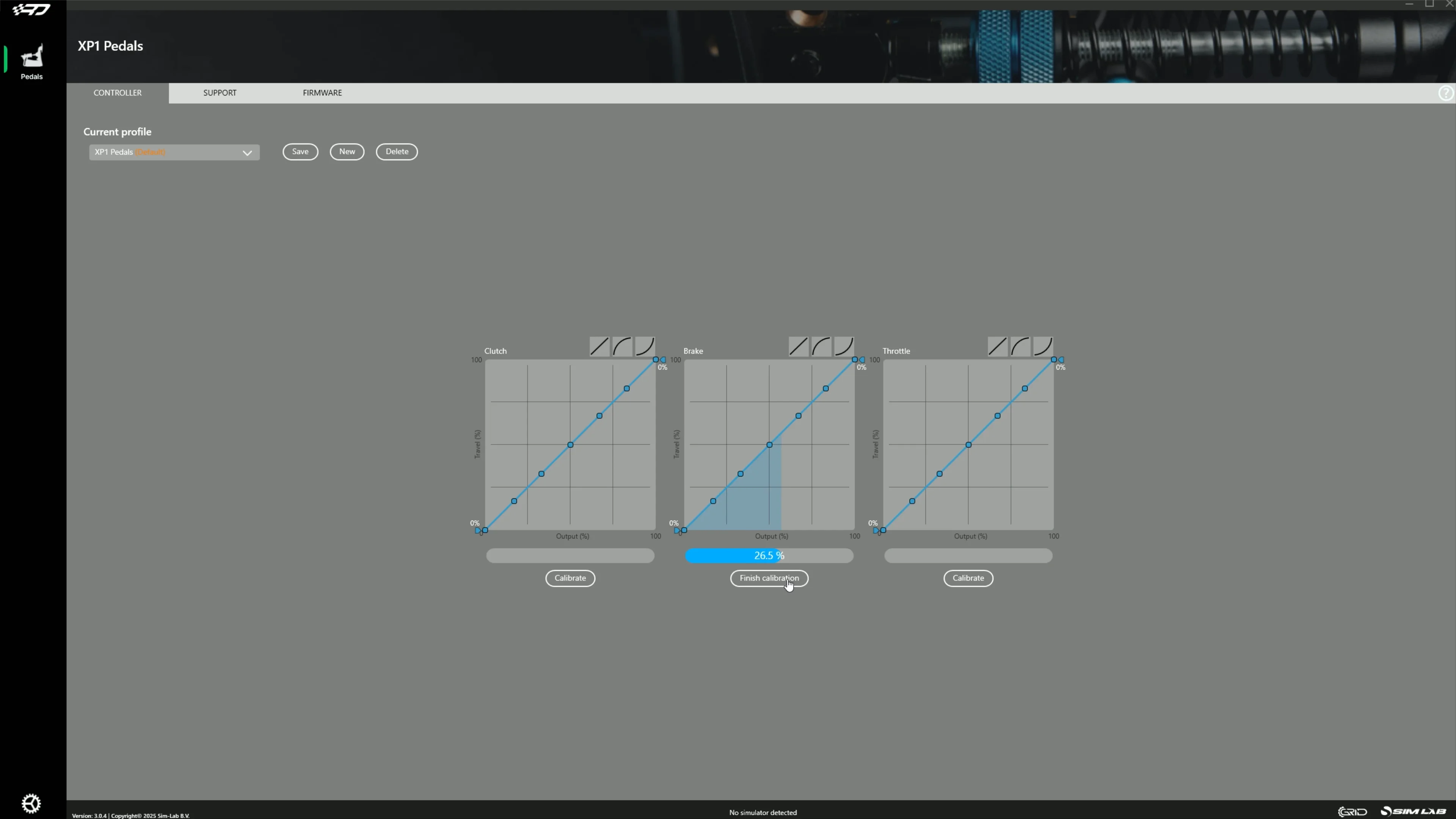 Interface du logiciel RaceDirector avec les courbes de calibration
