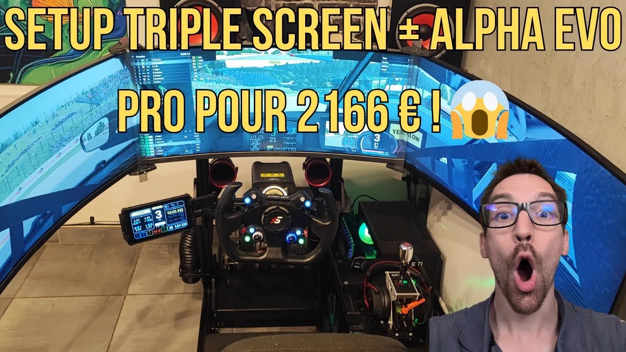 Setup sim racing complet sans se ruiner : triple écran et Alpha EVO Pro pour 2 166 € d'occasion